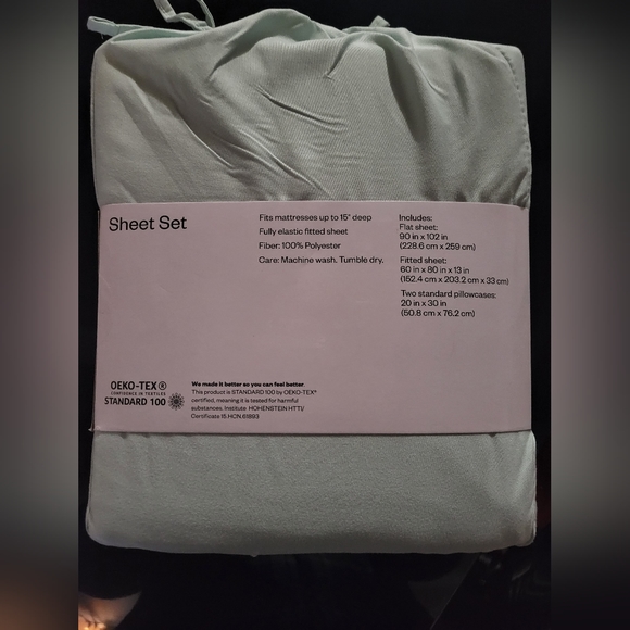 Room Essentials Queen Sheet Set - Mint - Picture 4 of 9